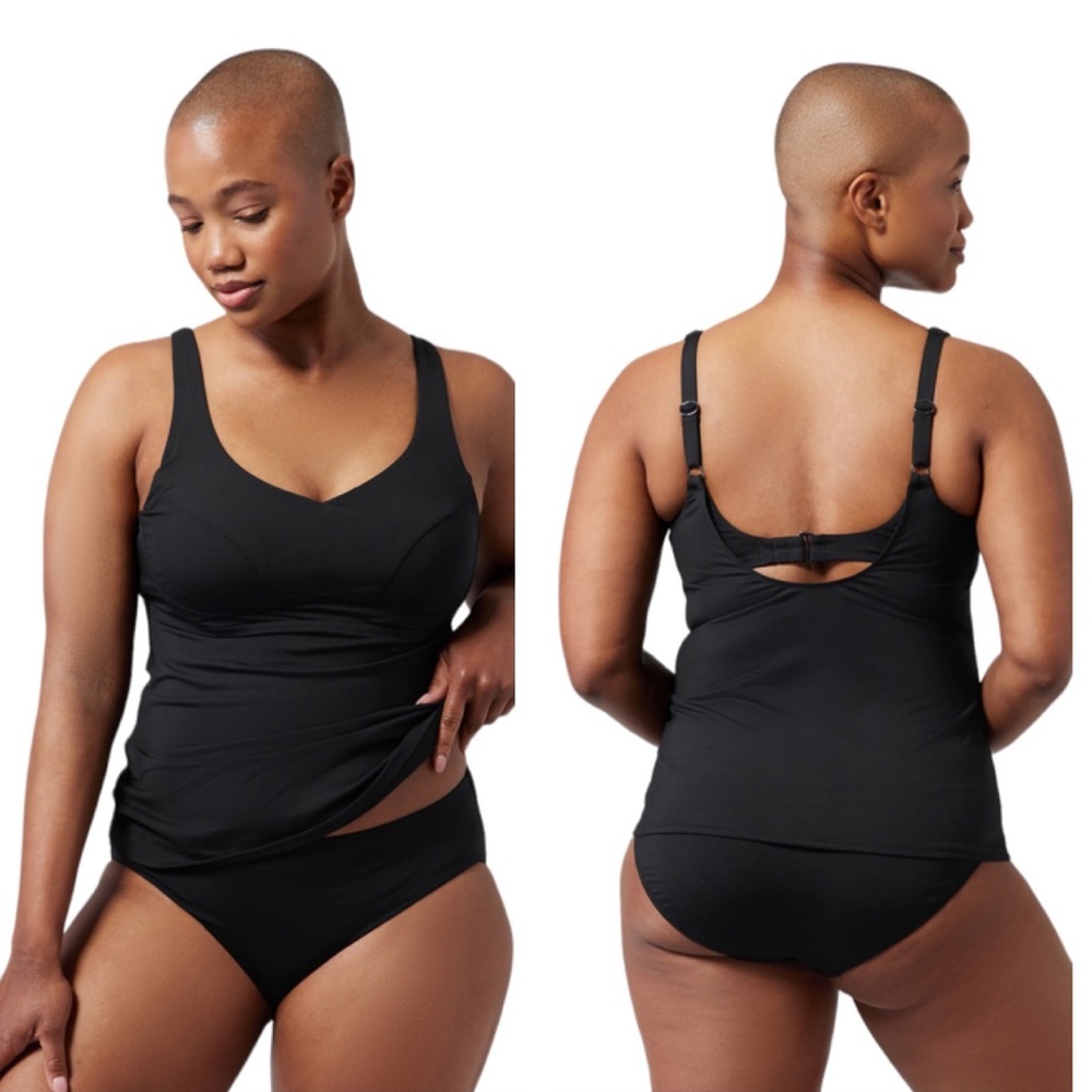 ATHLETA Black Boho Beachy Bondi Bra Cup Tankini Swim Suit Swim Tank Size…
